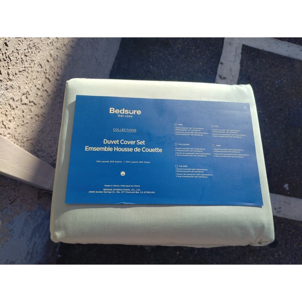 BEDSURE LYOCELL COTTON HYBRID - KING DUVET COVER SET - JADEITE GREEN - Picture 2 of 2